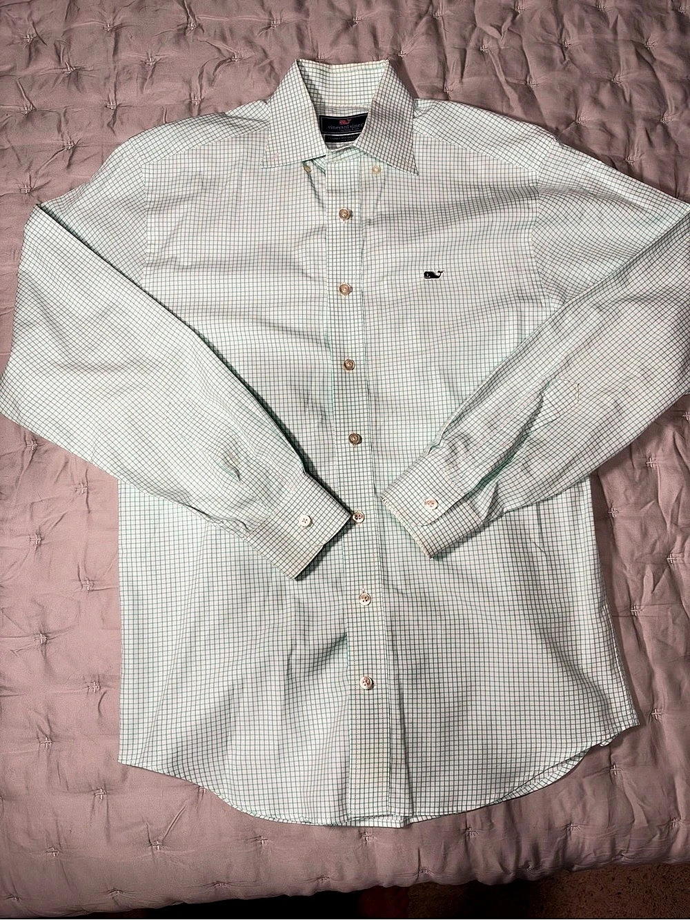 vineyard vines Classic Fit Whale Shirt Checkered Cotton Shirt Size Small